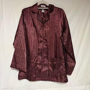 Pierre Cardin Burgundy and Black Striped Satin Shirt